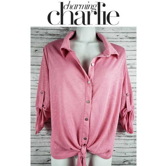 Charming Charlie Tops - NEW Charming Charlie Pink Button Down Shirt Small
